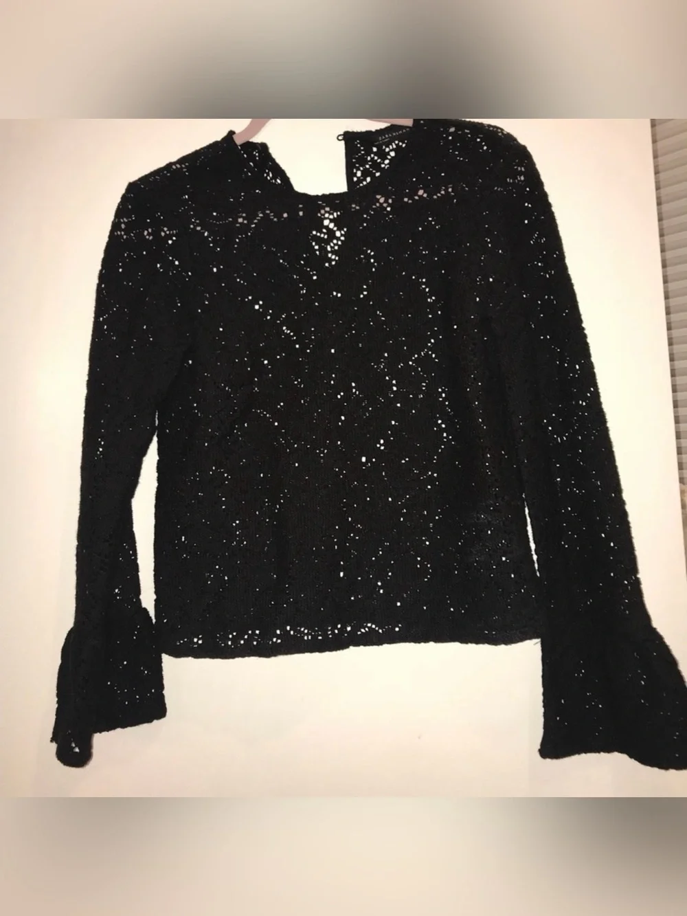 Zara Black Crochet Long-Sleeve Top